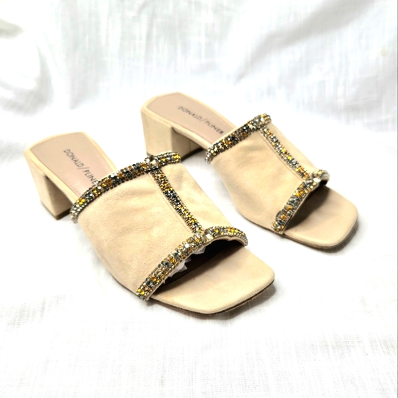 Donald J. Pliner Shoes - Donald J. Pliner Bette, Jewel Embellished Slide/mule Sandals. 7M Beige